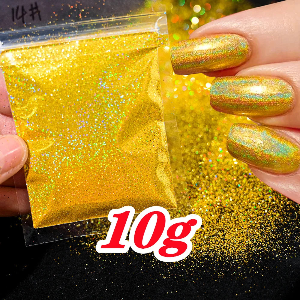 10g Holographic Laser Christmas Red Glitter Powder 0.2mm Rainbow Sparkly Red HOLO Powder 3D Dazzling Glitter Manicure Powder