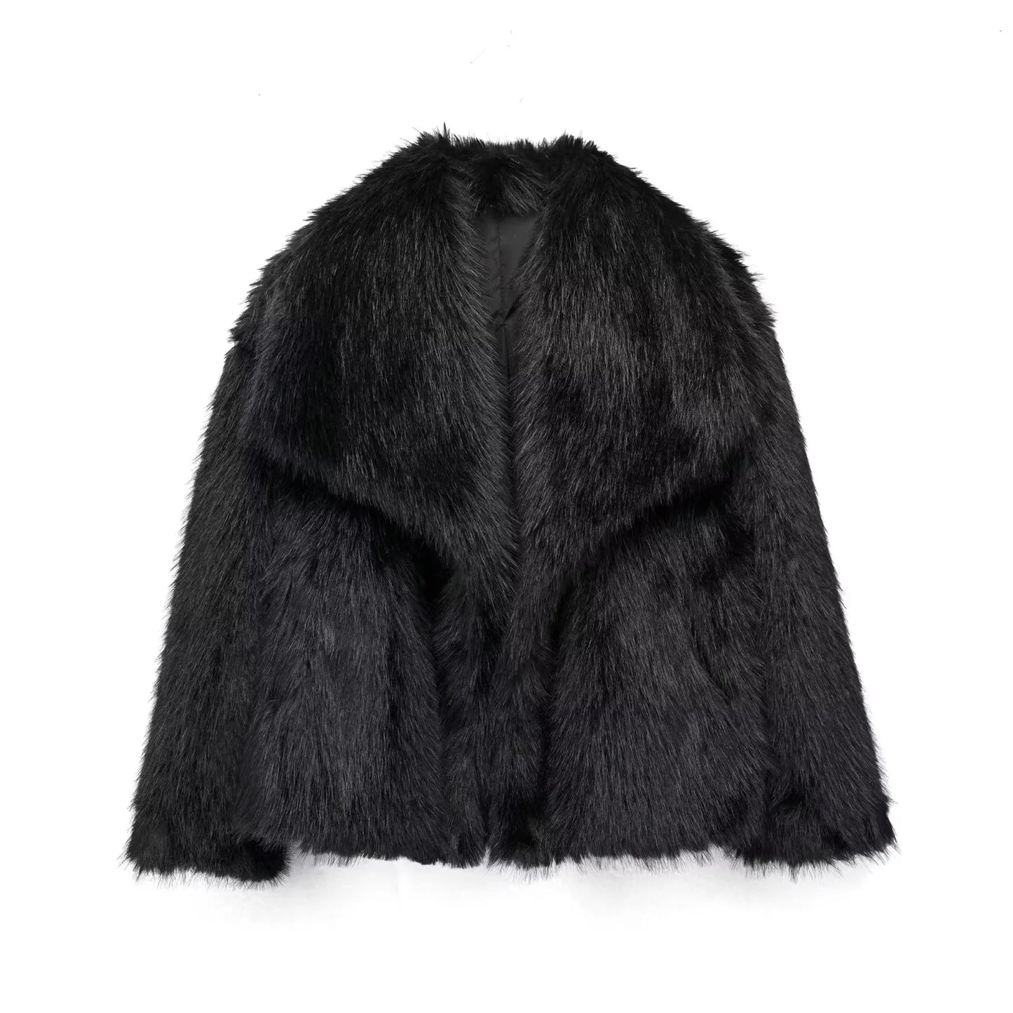 KONDALA 2025 Fall Winter Casual Faux Fur Brown Women Warm Jackets Streetwear Turn Down Collar Christmas Oversized Elegant Coats