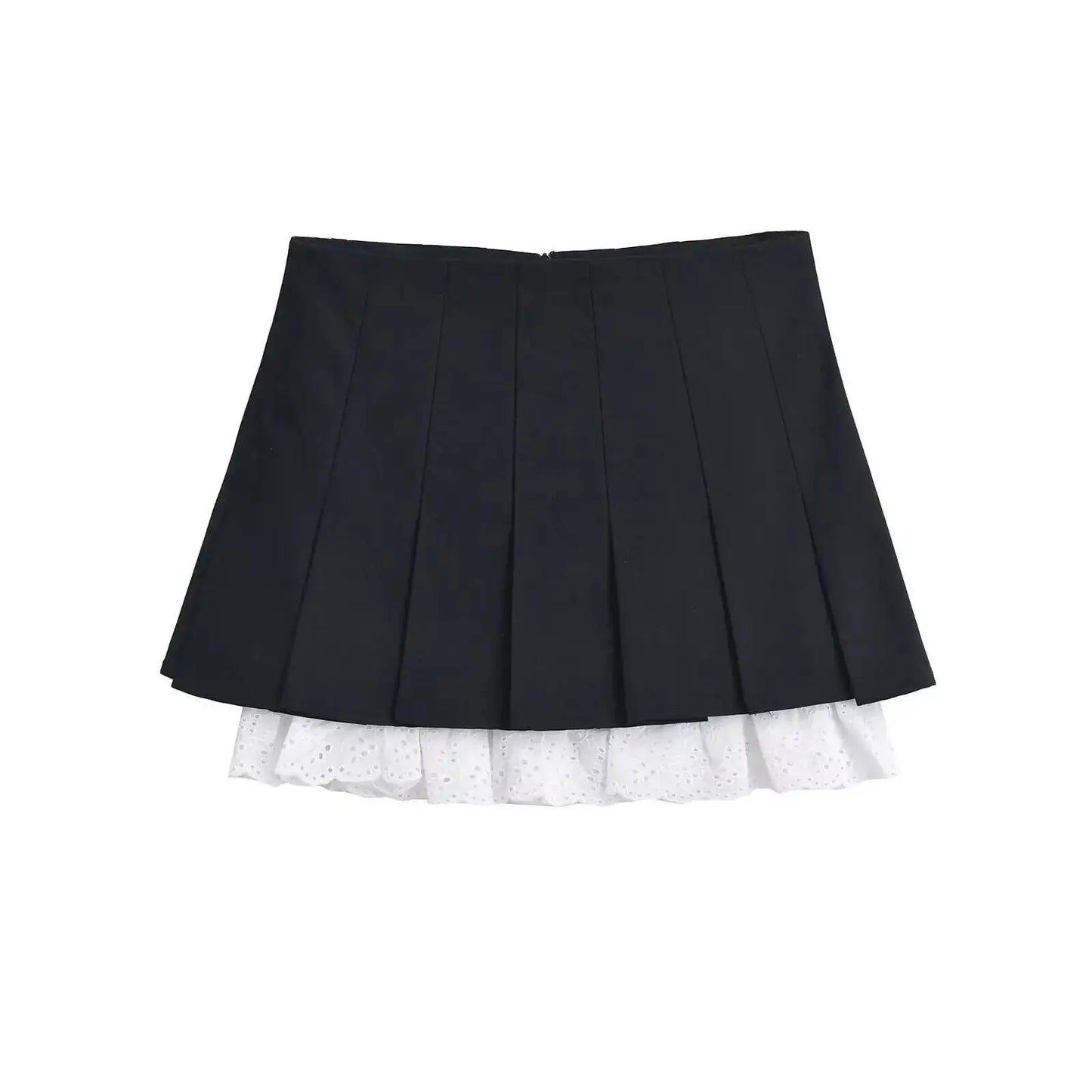 Summer New Leisure Lace Splicing Short Skirt Women Pure Desire Spicy Girl High Waist Hundred Fold A-line Half Length Skirt 7V01