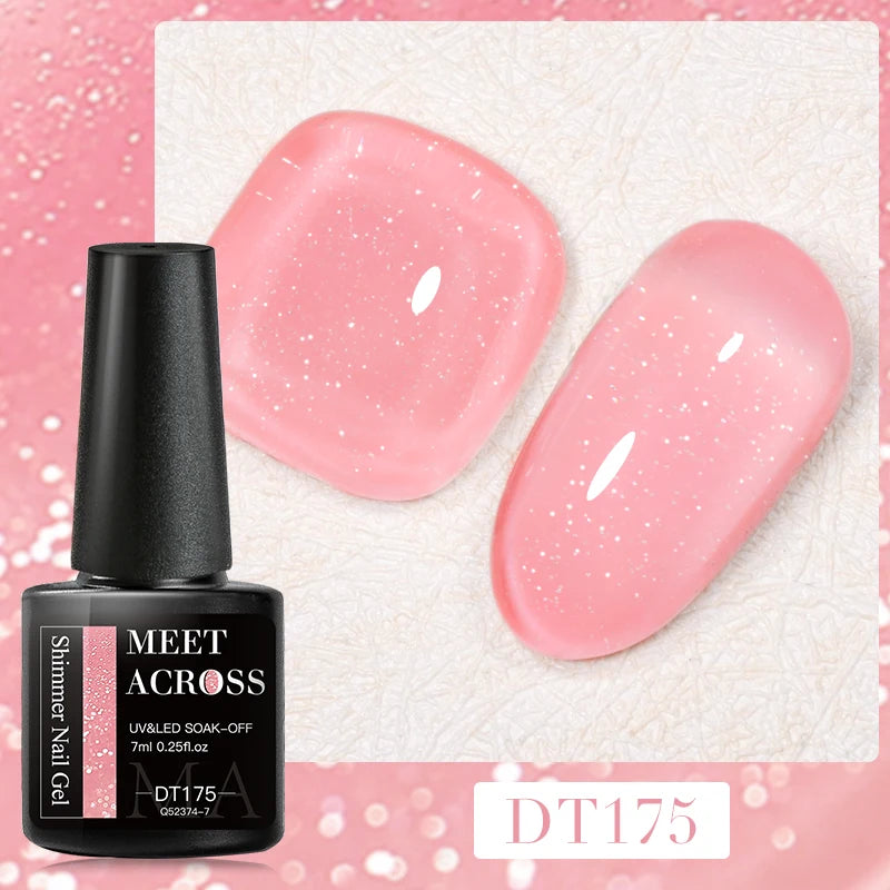 MEET ACROSS 7ml Reflective Glitter Gel Nail Polish Glitter Reflective Effect Semi Permanent UV LED Nail Art Gel Varnish Manicure