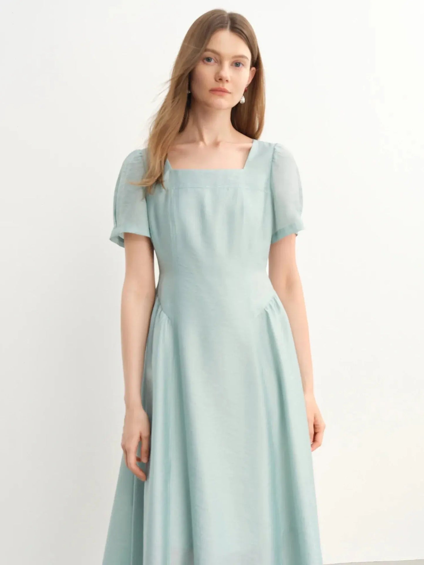 Luxe French Square Neckline Midi