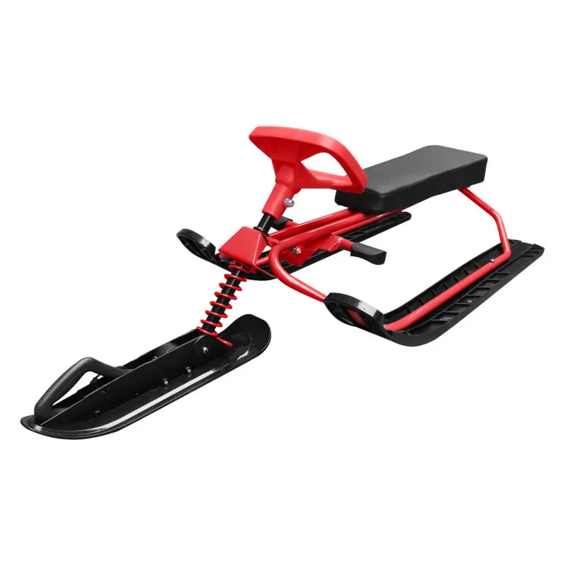 Snow Racer Ski Sled with Steering Wheel and Twin Brakes