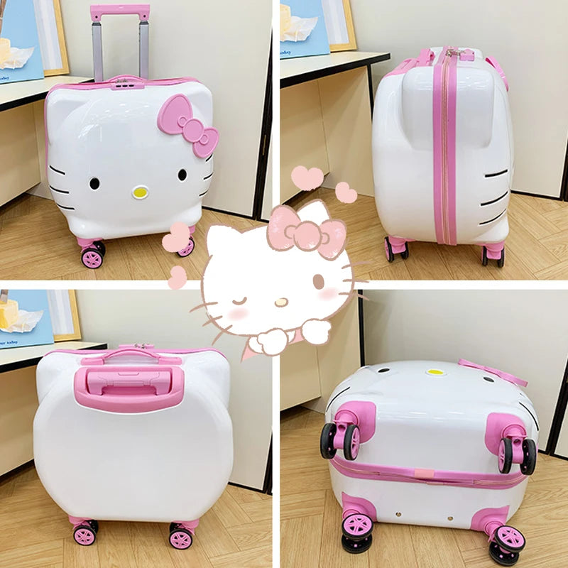 New 20 Inch Hello Kittys Girls Trolley Case Cartoon Suitcase Carry-On Suitcase Anime Figure Bags for Woman Kawaii Cartoon