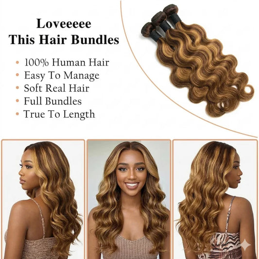 Highlight Ombre Body Wave Bundles Human Hair Brazilian 16A Unprocessed 30 40 Inch Virgin Weave Raw Hair Bundles Extensions Deals