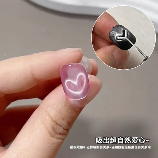 3pcs Pink Cat Eye Gel Nail Polish & Magnet Tools Set 1ja(0.34oz ) Magnetic Cats Eye Nail Gel UV Semi-permanent Varnish Nail Supp