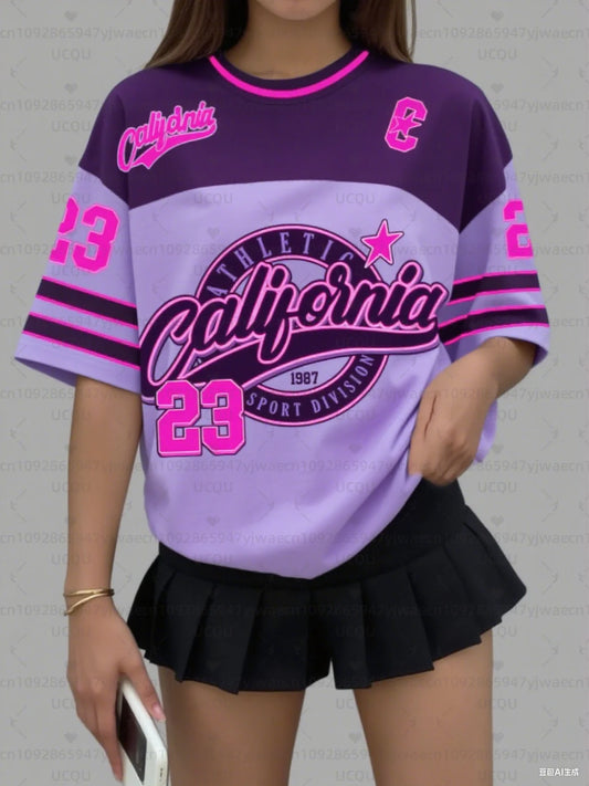 Women's Sports Jersey California 23 Print Short Sleeve T-Shirt Summer Graphic Tee Baseball Jerseys Plus Size Men's Sport T-Shirt