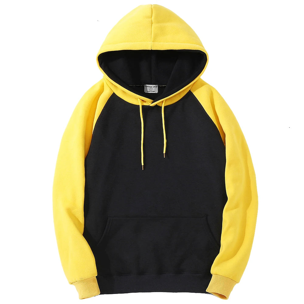 Color Collision Hoodie Men Women Autumn Winter Loose Oversized Clothing Warm Fleece Raglan Splicing Hooded Couple Sweatshirts
