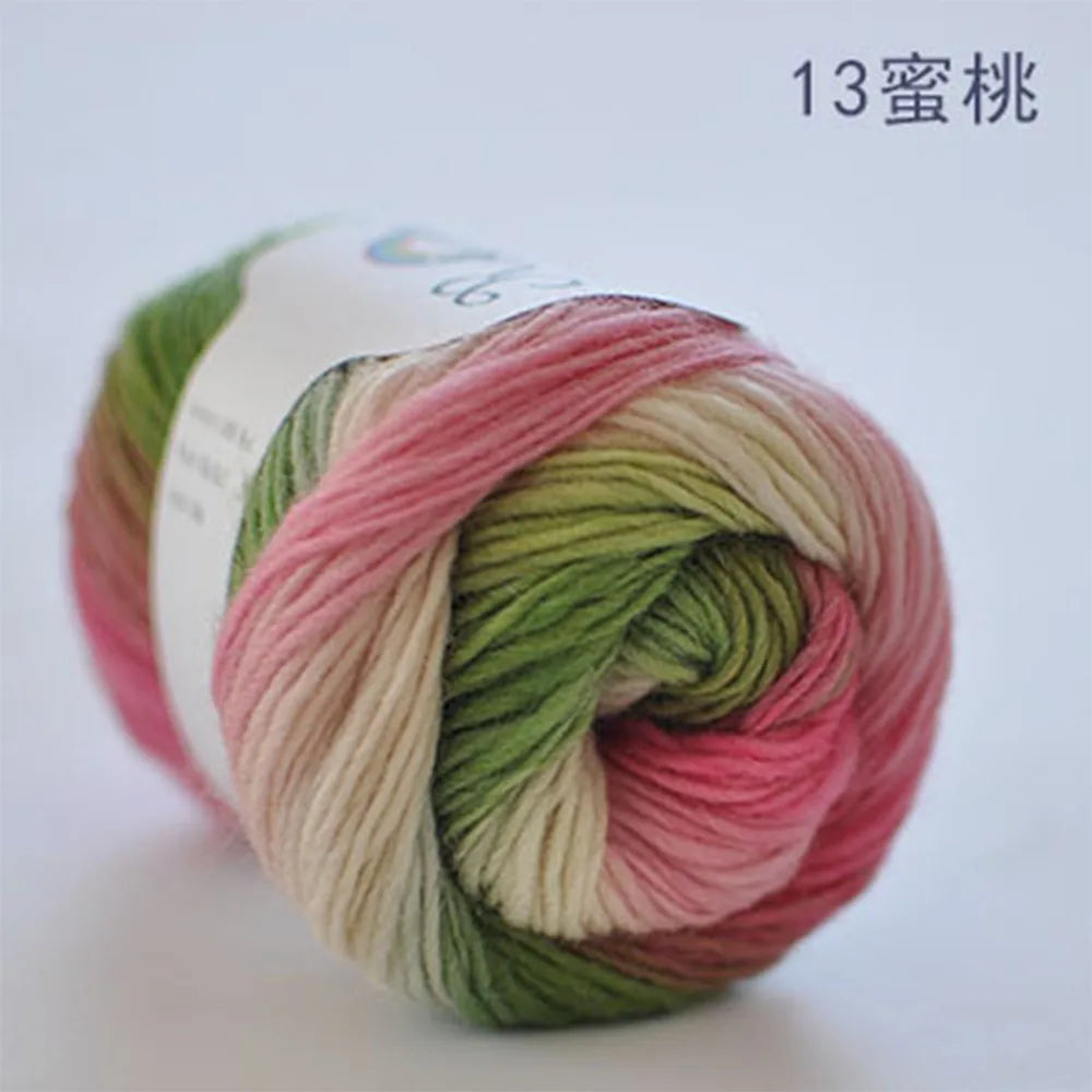 50g/Ball Multicolor Self-Striping 100% Wool Yarn Chunky Knitting for Women Scarves Cape Making Gift Idea Handmade Craft Supplies