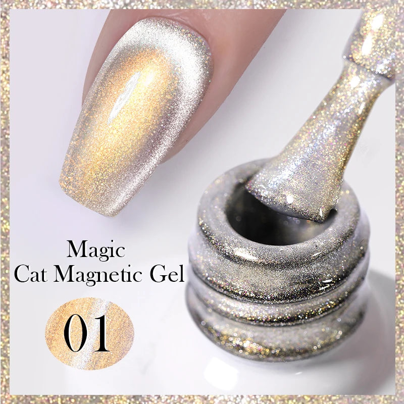 BORN PRETTY 10ml Rainbow Auroras Cat Magnetic Gel Nail Polish Holographics Nail Gel for Manicure Design Varnis Semi Permanent