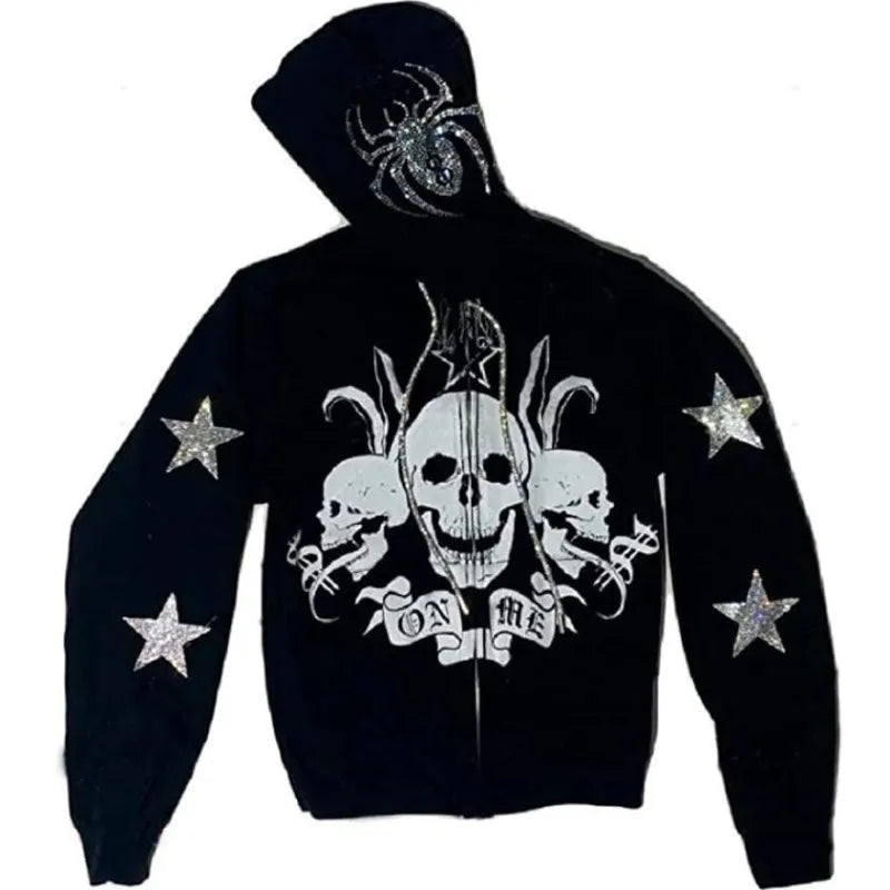 Skull Rhinestone Unisex Hoodie