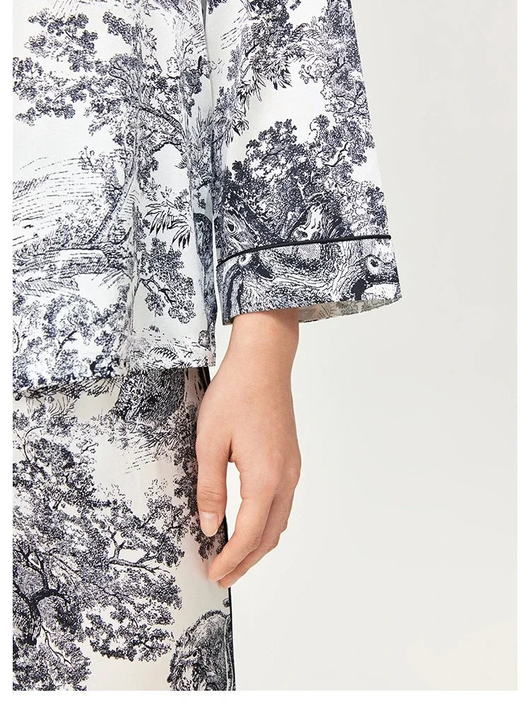 Women’s Mulberry Print Pajama Silk Lounge Set