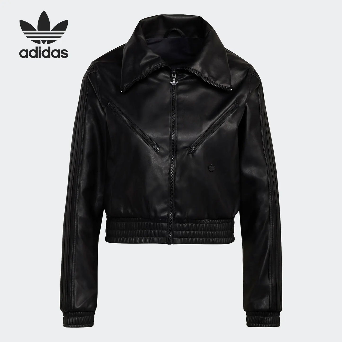 Adidas Originals Womens Trefoil Leather Short Sport Jacket H66349