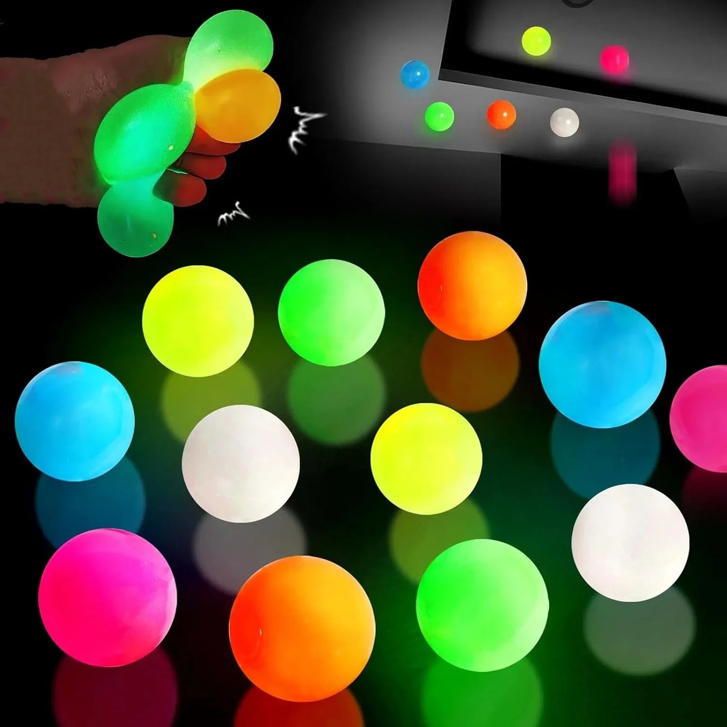 Glow in The Dark Sticky Balls | Squishy Stress Relief Sensory Fidget Toys