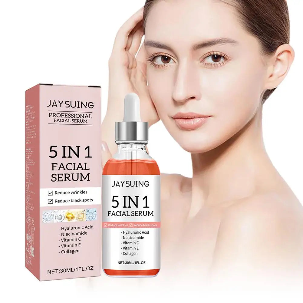 5 In 1 Fade fine lines Firming Face Serum Moisturizing brightning Vitamin C Hyaluronic Acid Facial Serum Shrink Pores Skin Care-1