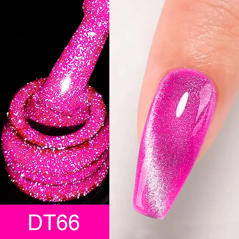MEET ACROSS 7ml Reflective Glitter Gel Nail Polish Glitter Reflective Effect Semi Permanent UV LED Nail Art Gel Varnish Manicure