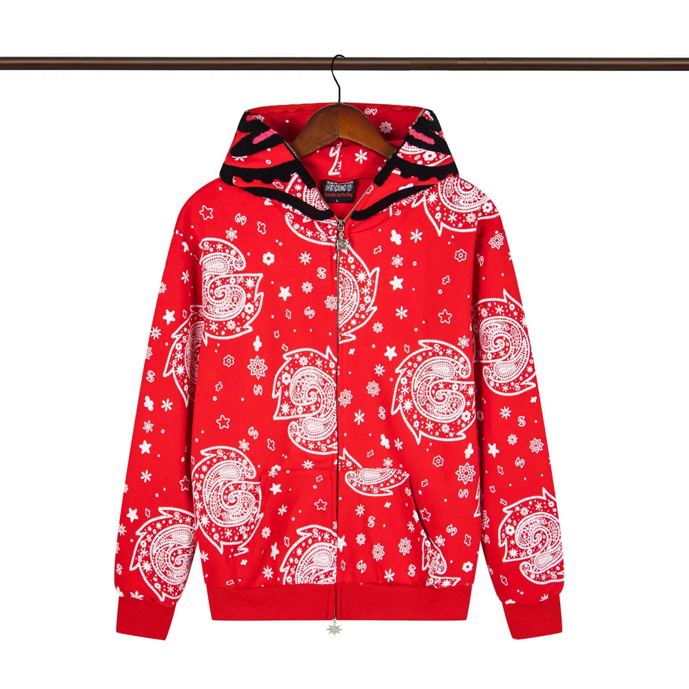 Glo Gang Eroded Glo Thermal embroidery printing Hoodie Men Women High Quality Oversized black full zip Hooded