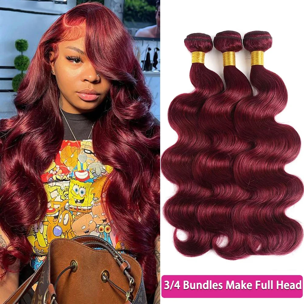 16A Colored 613 Human Hair Bundles Real Burgundy Raw Hair Weave Extensions Highlight Body Wave Bundles Human Hair With Closure