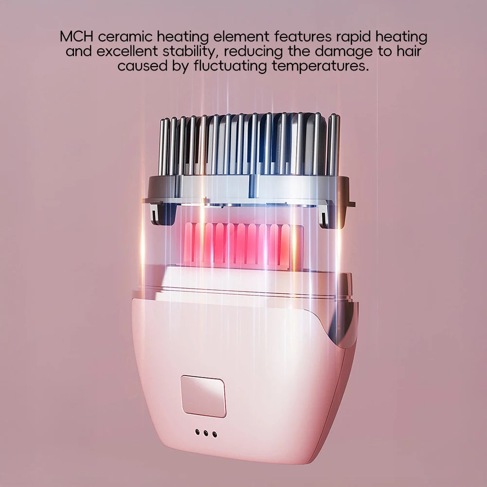 Hair Comb Rechargeable Temperature Adjustable Dual-purpose Hair Straightener Wireless Straight Curling Iron Hair Styling Tool