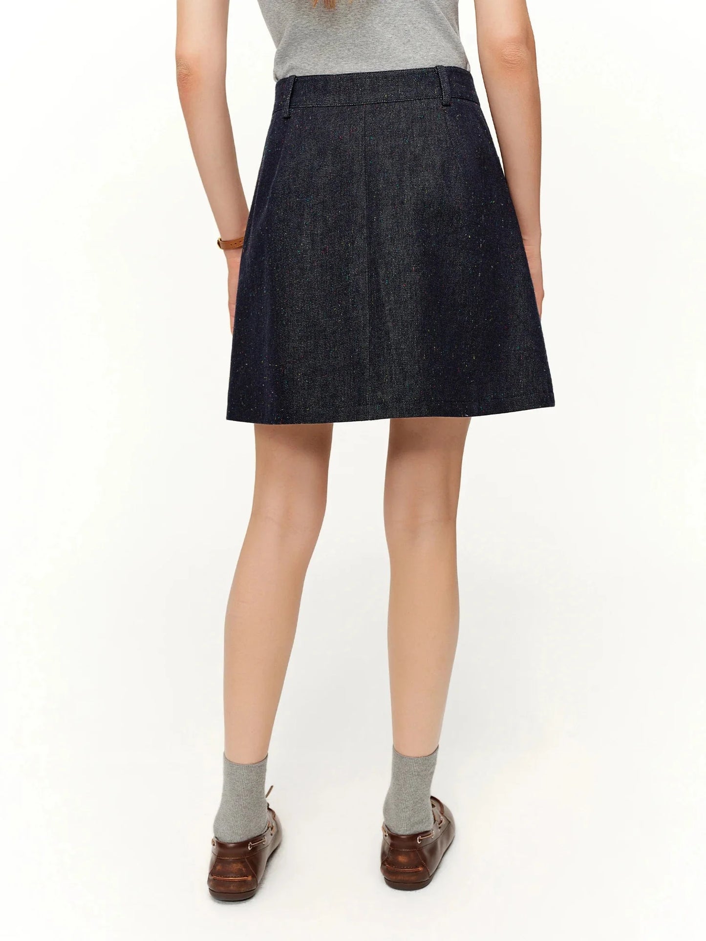 Women's Denim Skirt Floral Embroidered High-Waist