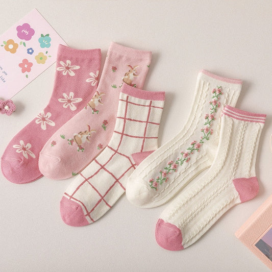 Pink Floral Socks