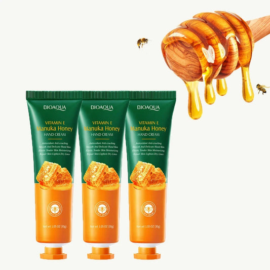 Honey and Vitamin E Hand Cream Moisturizing Lotion, enriched with glycerin, deeply hydrates and repairs dry, cracked hands