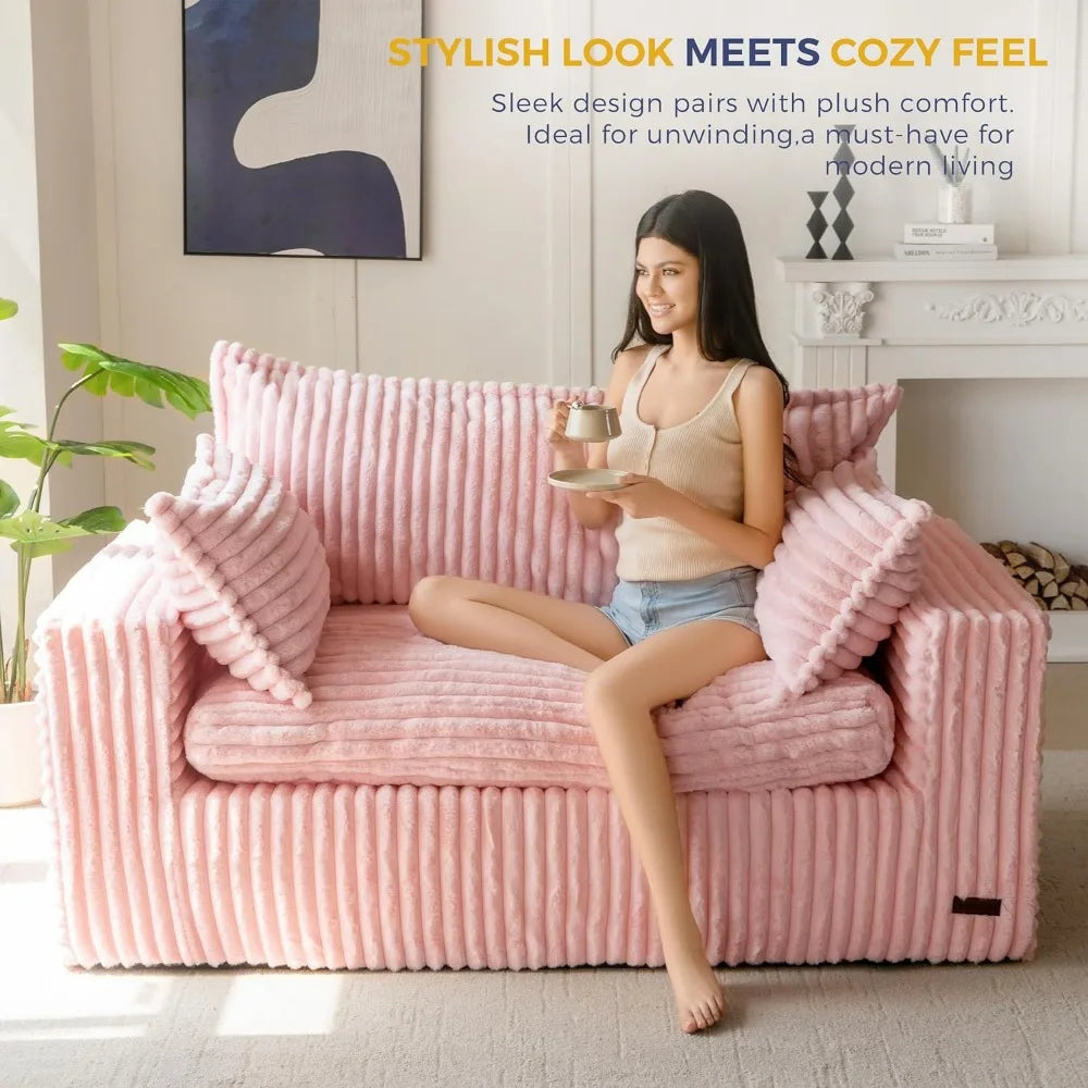 PINK Upholstered Bean Bag Chair