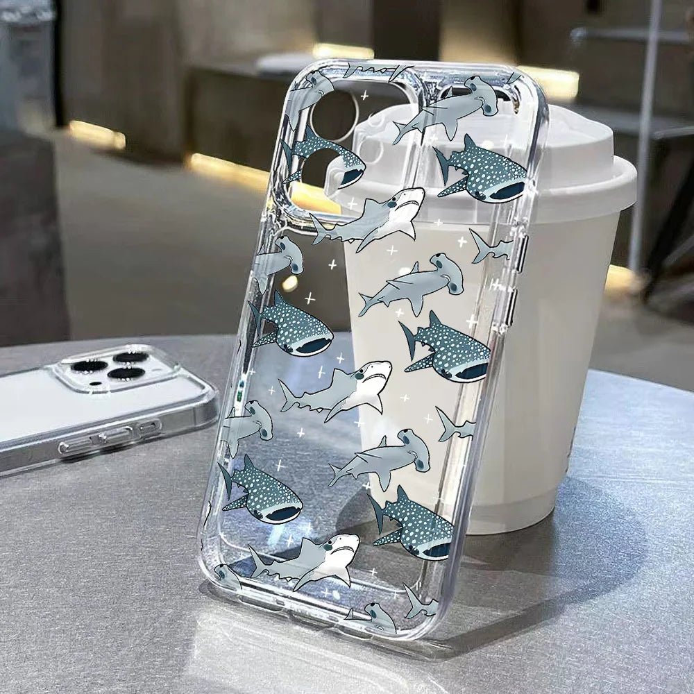 Ocean Animals Soft Clear Cover Whale Phone Case
