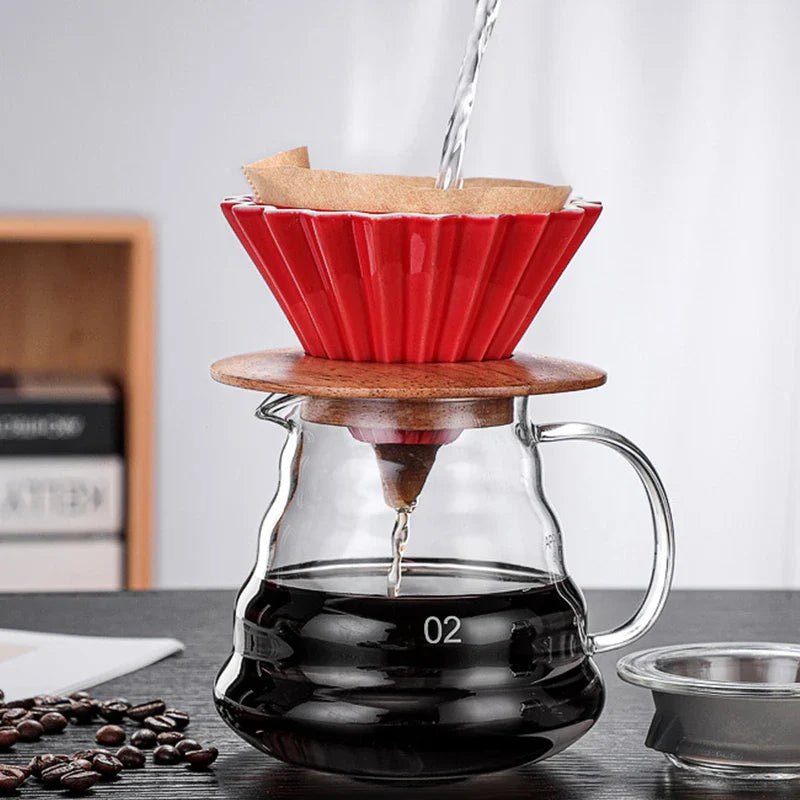StepUp Coffee Origami Ceramic Pour Over Dripper, Handmade Cone Brewer-2