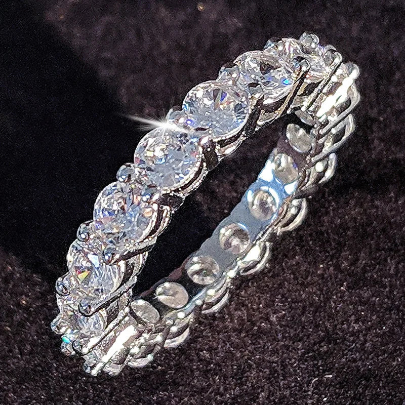 2022 Eternity Diamond Ring 925 Sterling silver Engagement Wedding Band Rings for Women Men Promise Birthday Party Jewelry Gift