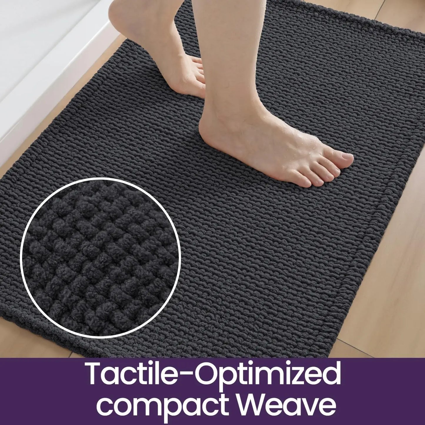 Bathroom Rugs 24x36, Non Slip Washable Bath Mat, Absorbent Chenille Bathmat, Ultra Soft Thick Carpet for Tub Shower Flo