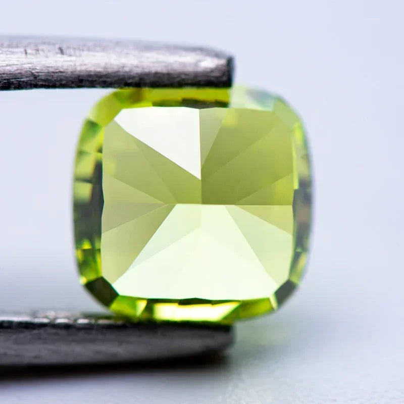 4k Crushed Ice Cut Cubic Zirconia Stone Apple Green Color Cushion Shape Synthetic Gemstone 5A Lab CZ Gemstone Shiny Q