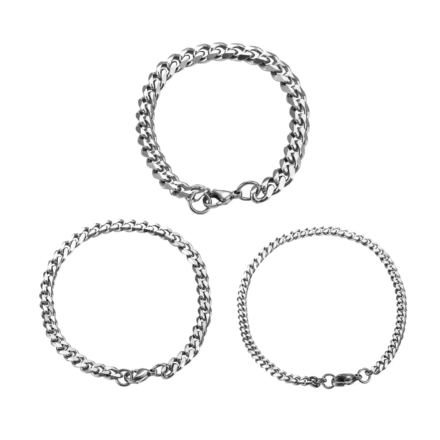 Thickness 3.6/5/7/9mm Men's Stainless Steel Cuban Bracelet Gold and Silver Color Punk Hip Hop Fashion Jewelry