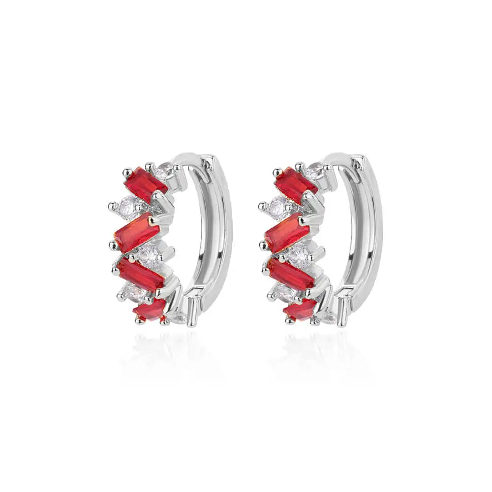 Rainbow Cubic Zirconia Hoop Earrings For Women 2023 Trending Round Gold Plated Stainless Steel Earrings Luxury Jewelry Gifts