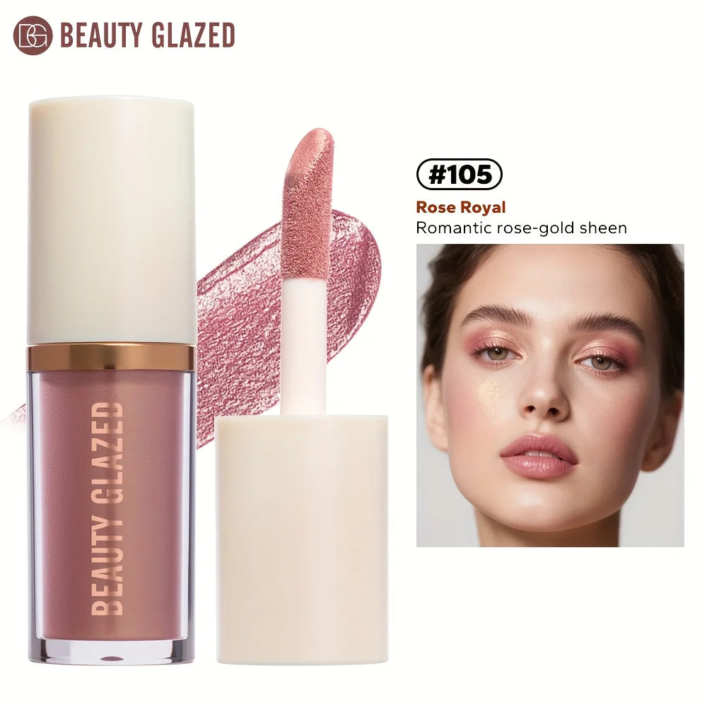 BEAUTY GLAZED 6 Colors Liquid Highlighter, Shimmering Metallic Finish, Waterproof & Sweat-Resistant, Long-Lasting Moisturizing Lip Glaze