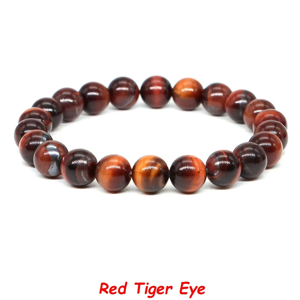 Natural Stone Bracelet Healing Crystal Amethyst Quartz Agate Round Loose Bead Elastic Stretch Bangle For Women Men Jewelry Gifts