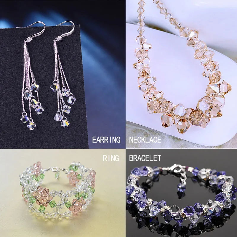 200pcs Glass Bicone Beads 4mm Crystal Beads Jewelry Making Supply for DIY Projects, Bracelets, Necklaces, Earrings