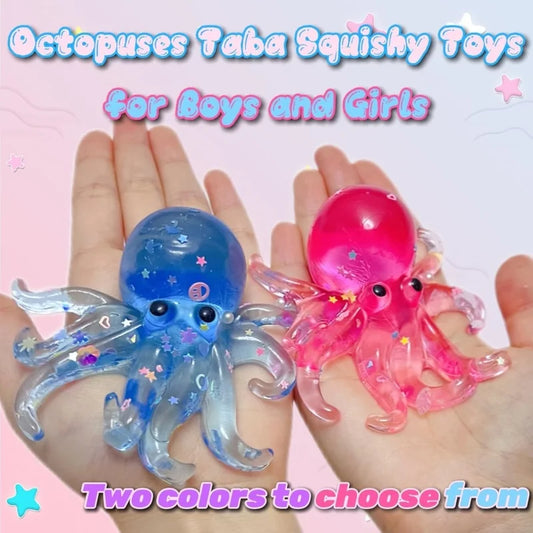 Glitter Octopus Taba Squishy Sugar Ball | Cute Animals Squeeze Fidget Sensory Toy