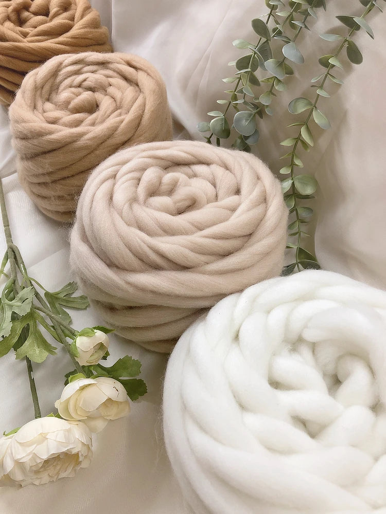 100g Giant Chunky Knitting Yarn - Icelandic Roving Imitation-Wool Super Soft for Arm Knit Crochet DIY Sweater Scarf Hat Projects