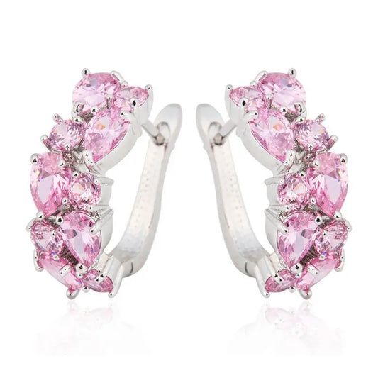 Pink Classic Stud Water Drop Earrings