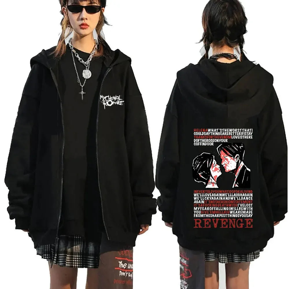 My Romantic Band (MCR) Reaper Zipper Hoodie Black Parade Punk Emotion Rock Zipper Hoodie Men's Fashion Retro Hip Hop Hoodie