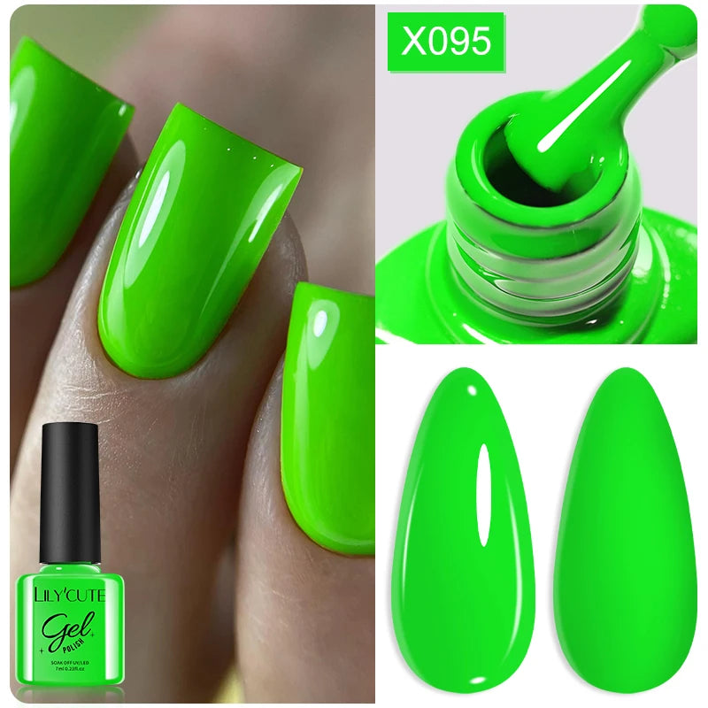 LILYCUTE 7ml Neon Reflective Nail Gel Polish Dark Flash Glitter Effect Fluorescent Gel Soak Off UV Gel Summer Nail Art Varnish