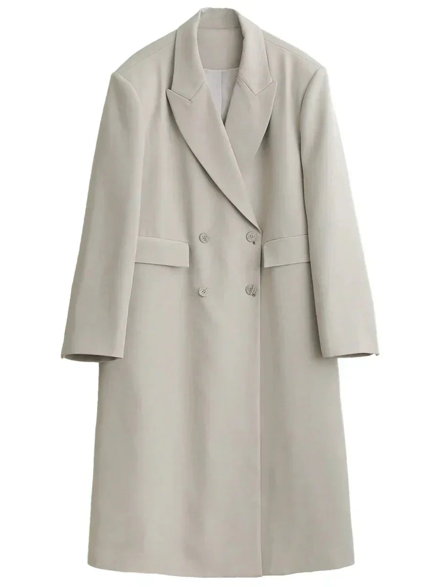 Women’s Double-Breasted Trench Coat Casual Long Overcoat