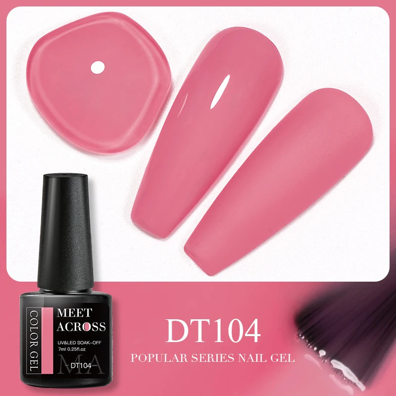 MEET ACROSS 7ml Reflective Glitter Gel Nail Polish Glitter Reflective Effect Semi Permanent UV LED Nail Art Gel Varnish Manicure
