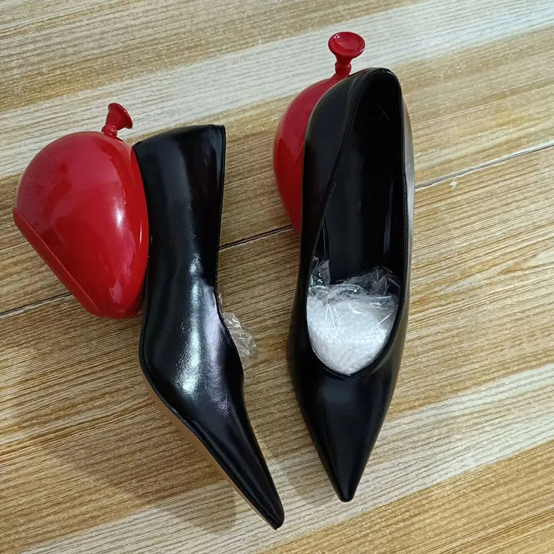New balloon pointed toe slip on women dress shoes strange heel casual women pump