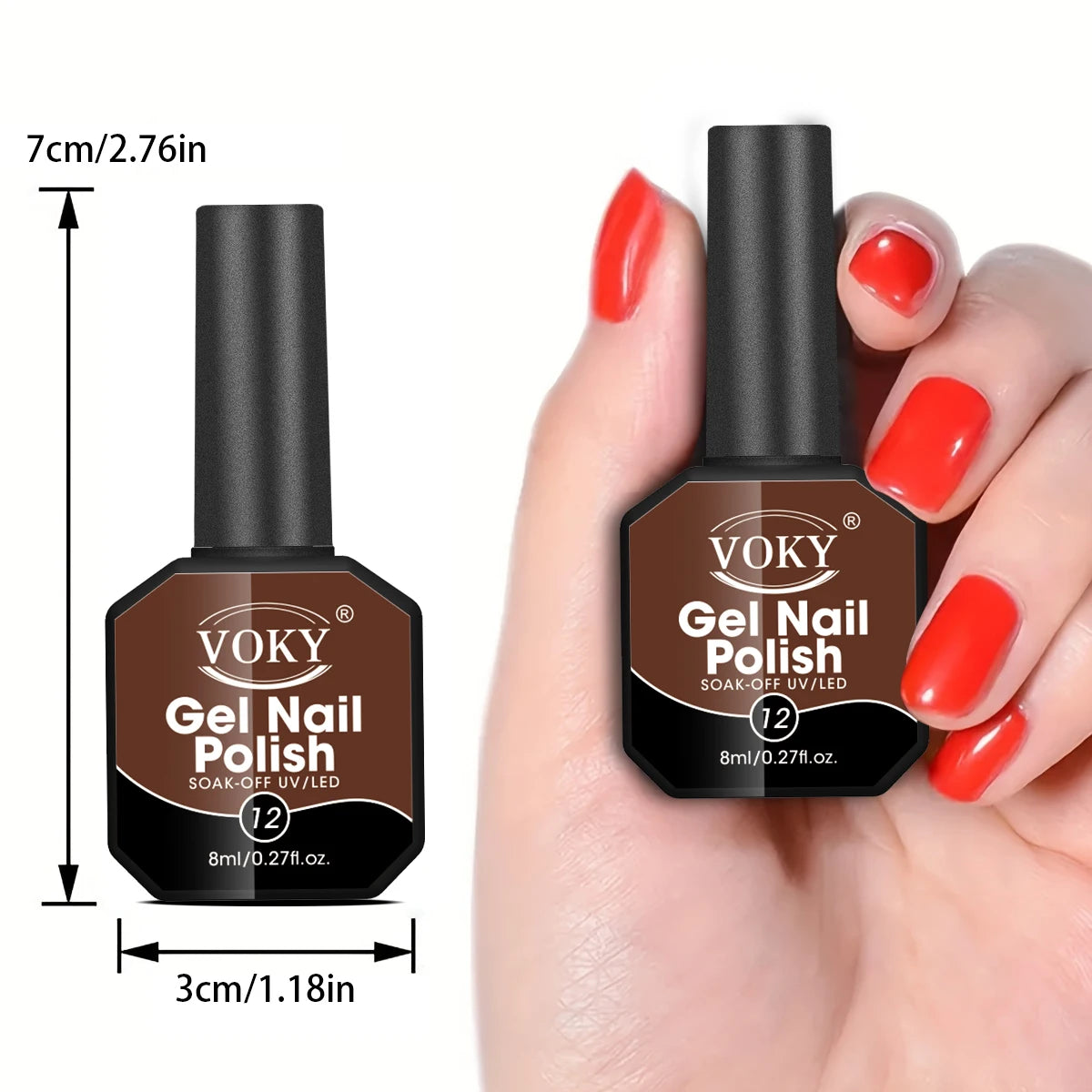 VOKY 8ML 12-piece gel nail polish set, high saturation, UV LED soaking gel, salon-level manicure at home