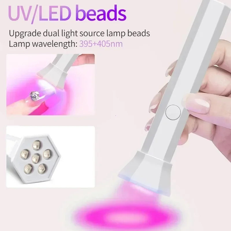 Portable Nail Dryer Lamp UV LED Nail Light Quick Drying Light for Curing All Nail Gel Rechargeable Home Manicure Tools