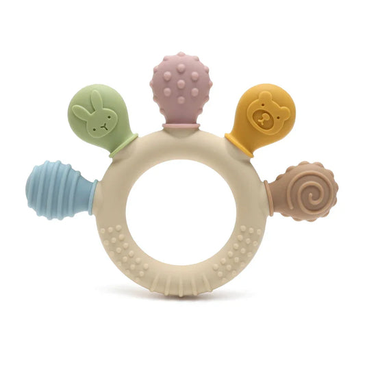 Multicolor Hand-Shaped Silicone Baby Teether – Sensory Chew Beads for Teething Relief & Anxiety, 0-12 Months