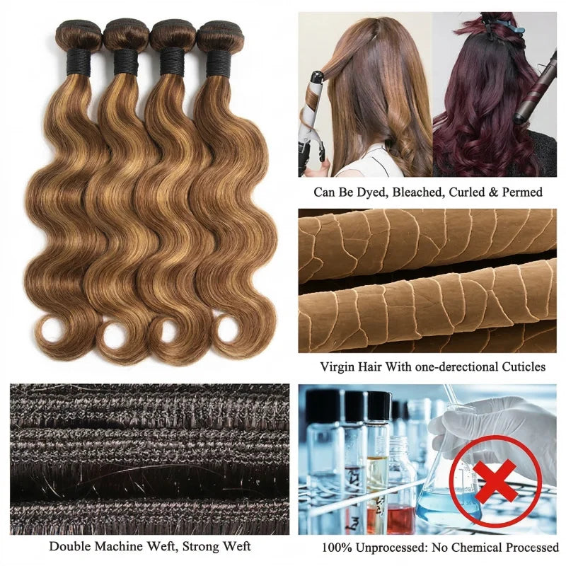 Highlight Ombre Body Wave Bundles Human Hair Brazilian 16A Unprocessed 30 40 Inch Virgin Weave Raw Hair Bundles Extensions Deals