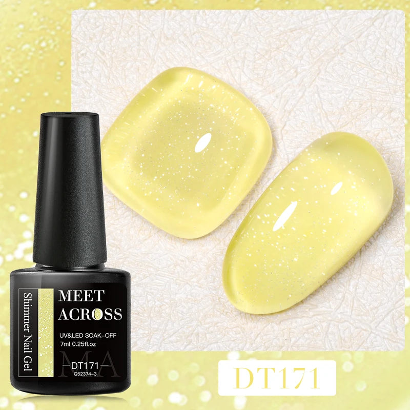 MEET ACROSS 7ml Reflective Glitter Gel Nail Polish Glitter Reflective Effect Semi Permanent UV LED Nail Art Gel Varnish Manicure