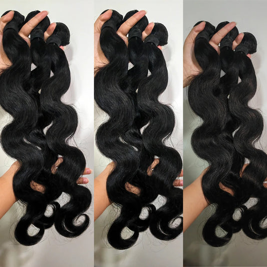 Malaysian Hair Bundles Body Wave 100% Human Hair Weave Raw Bundles 28 30 32 Inch Remy Hair Extensions Natural Black 1/3/4 Pcs